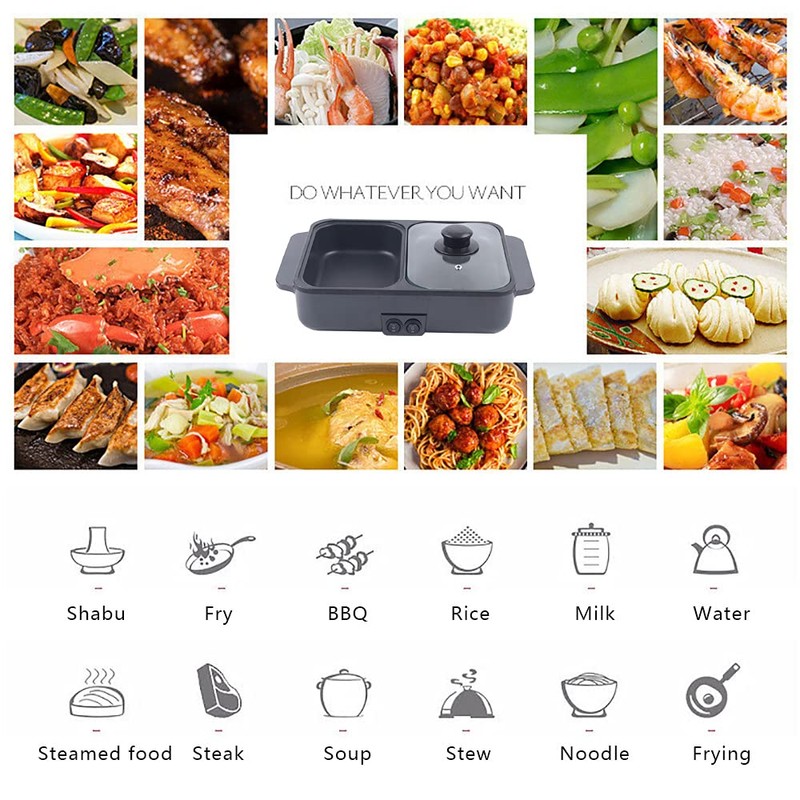 YUASDUU 2 in 1 Electric Hot Pot with Grill, 1200W