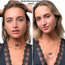 Paperclip Chain Necklaces for Women | Sterling Silver 14k Gold Plated | Women's Trendy Layering Necklaces | Choose Width and Length | Fine Chain Necklaces (22" Length, Sterling Silver - 3.2mm)