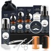 ICHIDO 12 en 1 Kit de Cuidado de Barba para Hombres con Champú, Esencia, Bálsamo, Tijera, Peine, Cepillo para Recortar y Cuidar la Barba y Bigote, Regalo Perfecto para Hombres en Cumpleaños, Día del Padre y Navidad