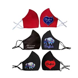 3 PC Buffalo Face Mask & Lanyard | Reusable & Washable | Breathable with Filter Slot | Inside Cotton 100% | with Nose Wire (Buffalo Red and Black, 3)