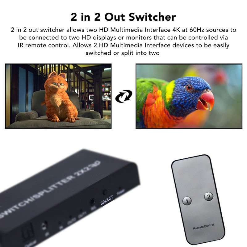 HD Multimedia Interface Switcher 2 in 2 Out 4K HD