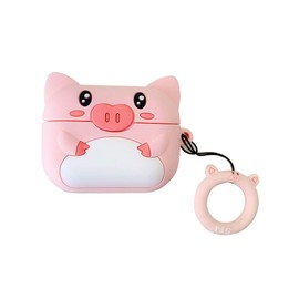 AKXOMY Compatible with Airpods Pro Case Pig, Silicone Cute 3D Cartoon Piggy Airpods Pro Case Cover,Kawaii Fashion Pig Designer Cases for Airpods Pro Teens Women (Pig)