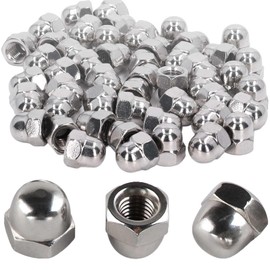Bikasun Pack of 20 Acorn Nuts M10 Stainless Steel Cap Nuts, Cap Nuts, High Shape A2 V2A Hexagonal Acorn Nuts, Threaded Rod Cap Nuts for Screws, Threaded Bolts, Threaded Rods
