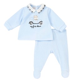 Chicco, Baby Suit with Comfortable Opening with Buttons, in Warm and Soft Chenille, Washable in the Washing Machine, Baby Set 0-24 Months, Gift Ideas Newborn, Designed in Italy, Light Blue (2)1M