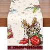 Christmas Reindeer Cat Table Runner, Holly Snowflake Farmhouse Xmas Decor