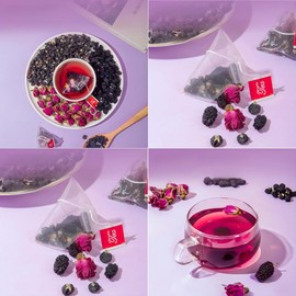 APEACHGIRL Mulberry Black Wolfberry Rose Tea Bags, 100g (4g x 25 Packs), Combination Flower and Fruit Tea Bags, Aluminum Foil Bag, Tonifying Blood and Qi/Relieve Fatigue/Sleep Meliorating
