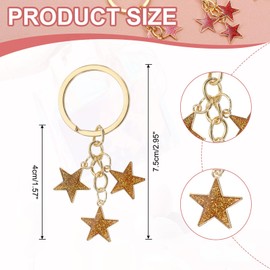 PATIKIL Stars Keychain, Cute Charm Enameled Stars Keychain Glitters Bling Chain Tassel Keyring for Women Car Key Tote Bag Backpack Aesthetic Accessories, Yellow