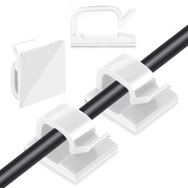 GGFOXLEW 3/4 in Adhesive Cable Clips, 60pcs Outdoor Light Clips, Cord Clips, Sturdy Wire Clips, Finisher Wire Clamp for Home, Car, Office Wire Management Clips (White, 3/4"-60PCS)