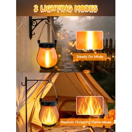 2 Pack Gen2 Solar Lanterns Outdoor Waterproof Halloween Solar Lights Flame