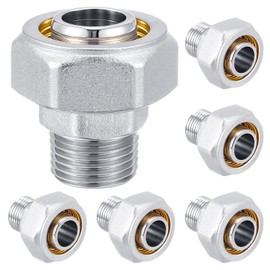 Yaocom 6 Pcs 3/4" Straight Air Piping Fittings, Brass-nickel Plated, 200psi, Tubing Fittings for Shop Compressed Air Line System Kit