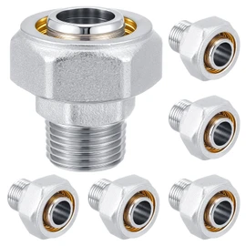 Yaocom 6 Pcs 3/4" Straight Air Piping Fittings, Brass-nickel Plated, 200psi, Tubing Fittings for Shop Compressed Air Line System Kit