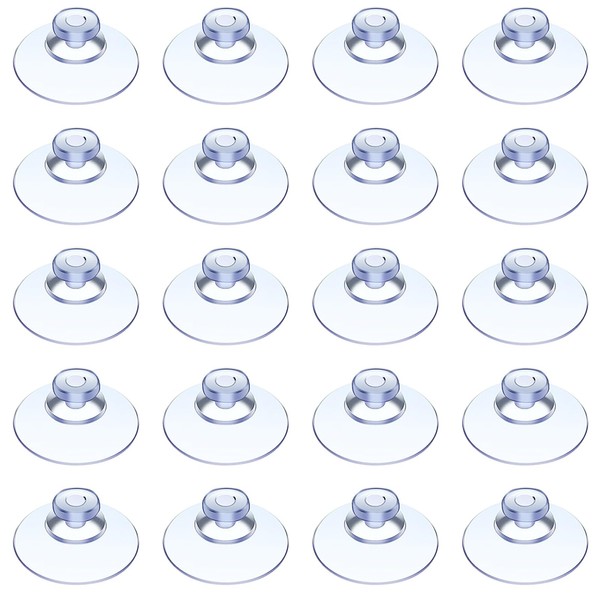 Pack of 20 Plastic Suction Cups, Diameter 20 mm, Transparent