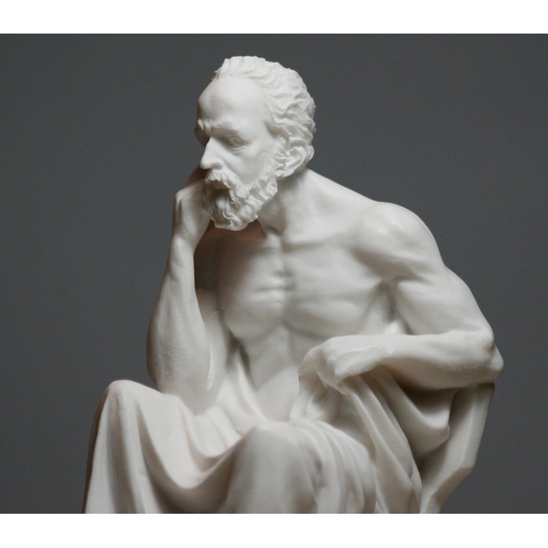 Greek Philosopher Socrates Alabaster Statue Sculpture Athens Academy 6.7 inches