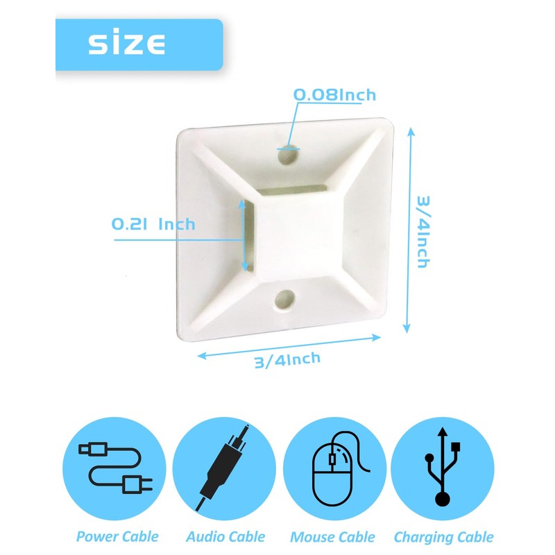 3/4" Zip Tie Mounts - 240PCS Self Adhesive Cable Tie