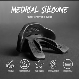 Basic Black Football Mouthguard Sports- Youth/Adults Mouthpiece - Lip and Teeth Protector - Top-Grade Silicone