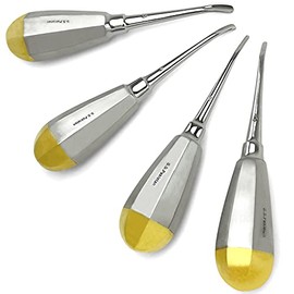 DEXA DENTAL Curved Luxating Elevators Set, Dental Oral Instruments 2-5 mm - 4 Pcs