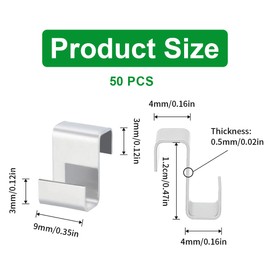 WUSJCOF Greenhouse Clips, Stainless Steel, Pack of 50 Greenhouse Clips, Greenhouse Glass Fixing, Aluminium Frame, Z Clips for Greenhouse Windows