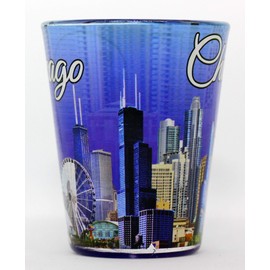 Chicago Illinois Purple Skyline Letters Shot Glass
