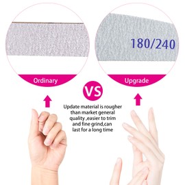URAQT Pack of 16 Double-Sided Nail Files 180/240, Disposable Nail File for Gel Nails, Tools & Accessories (White, Core in Purple)