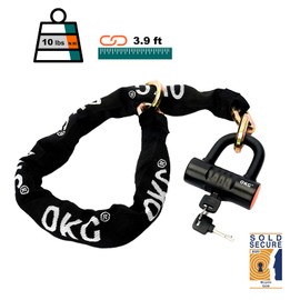 OKG Bike Lock Motorcycle Chain Lock 3.3FT, 9lbs Heavy Duty Anti Theft Moped Lock with 12mm Chain and 16mm Disc Lock Noose Security Chain Lock for Bicycle, Mopeds, Scooters and Motorcycles