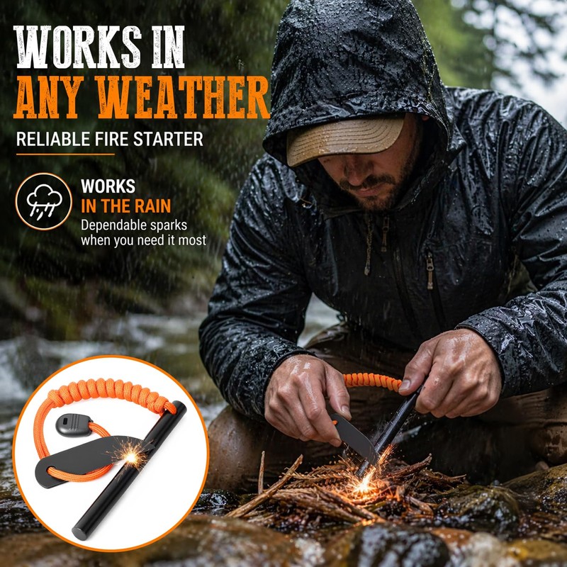 YIWUBAI Premium Flint and Steel Fire Starter Kit - 4