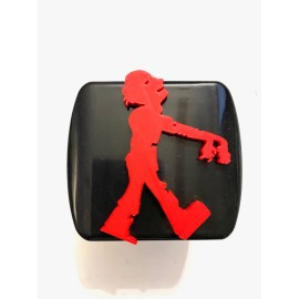 Zombie Walker in 3d Black with Red - 2 inch Trailer Hitch Cover - I Love Zombies