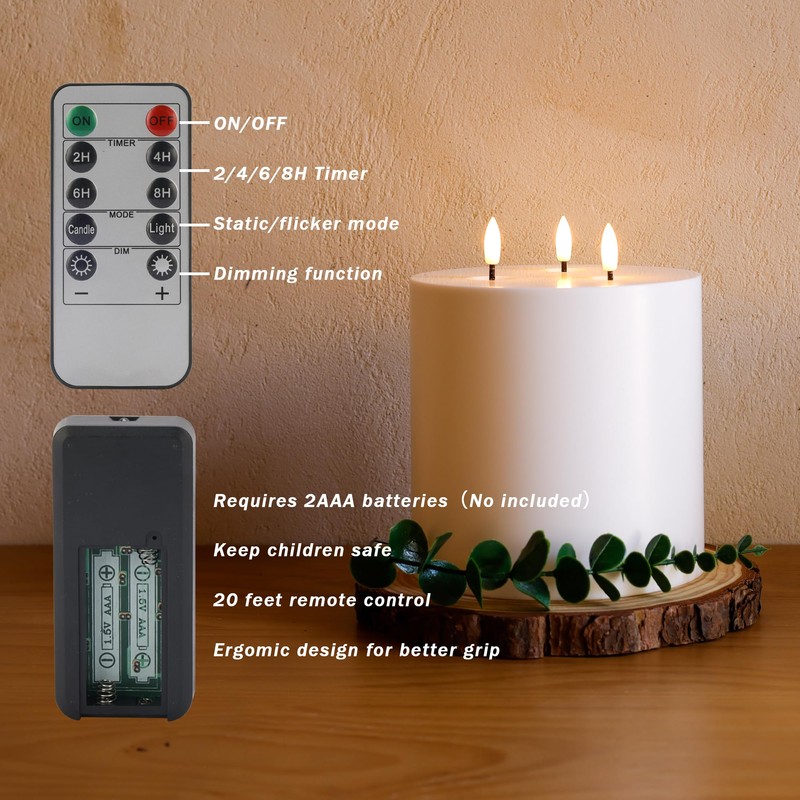 AFINETH Large Outdoor Candles with Remote Waterproof 6"x6" Flickering Flameless