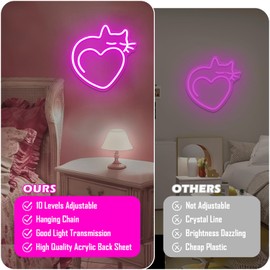enshanneon Cat Neon Signs for Wall Decor with Heart Shaped,LED Cat Neon Light Signs,Heart LED Signs for Bedroom Children Girls Living Room Bar Home Birthday Party Decor