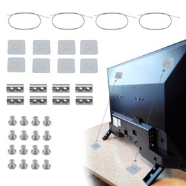 ZDRU 6 Pack No-Drill Adjustable TV Safety Straps, Adhesive Anti-Tip Earthquake TV Anchor Straps for Baby Proofing, Flat Screens Fix to Wall, Cabinet, Stand Or Desk, Bookshelf