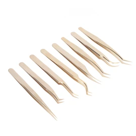 Pinzas para Pestañas, Juego de Pinzas para Extensión de Pestañas de Acero Inoxidable Dorado Nacarado para Herramientas de Belleza para Pestañas