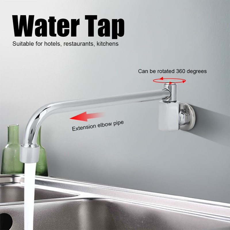 Copper Alloy Silver Wall‑Mounted 360 Degree Rotating Faucet Semi‑Automatic Kitchen