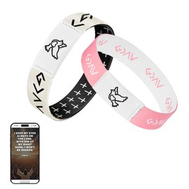 AMAWIN 2 Pack Bible Verse Bracelets with NFC,Christian Daily Bible Verse Bracelet Wristbands for Women Men Teens,Elastic Inspirational Christian Wearalble Bracelet (Combination 4, Large)