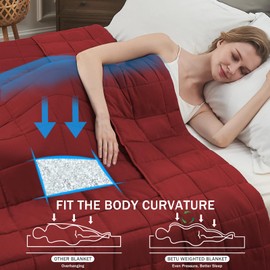 Red Weighted Blanket for Adults 15lbs, 48"x72", Twin Full Size Cooling Heavy Throw Blanket for 120-160lbs, Microfiber Soft Thick Big Blankets Weighted Comforter Breathable Gift for Sleeping