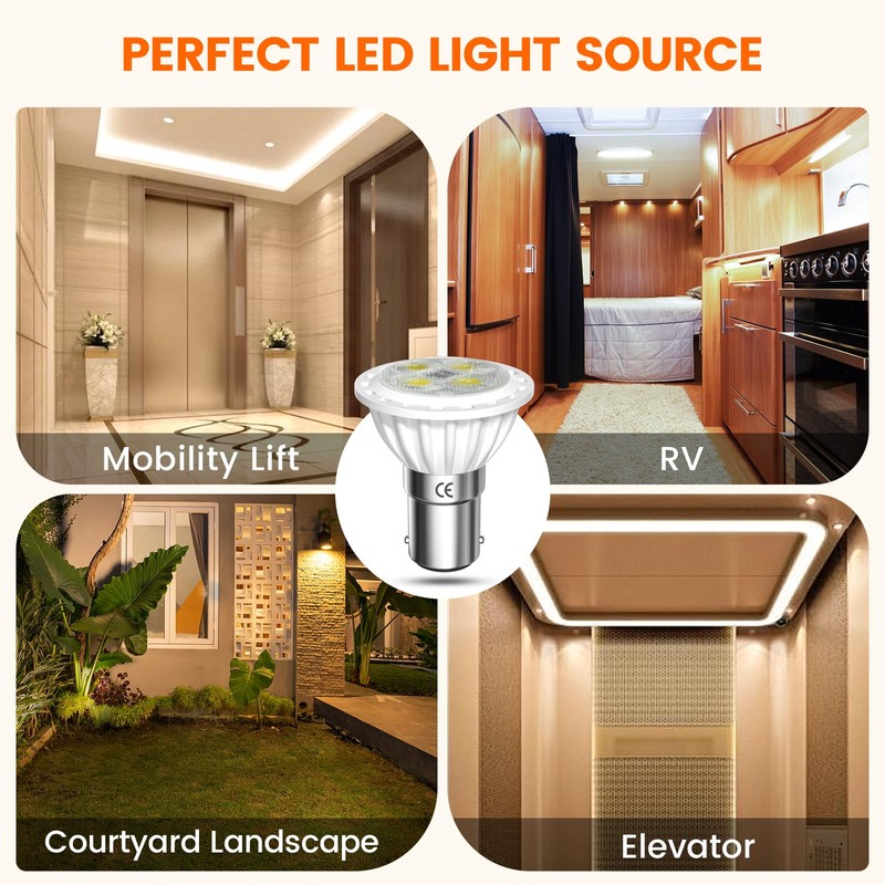 Aluxcia ALR12 BA15D LED Elevator Light - 12V BA15D Frosted