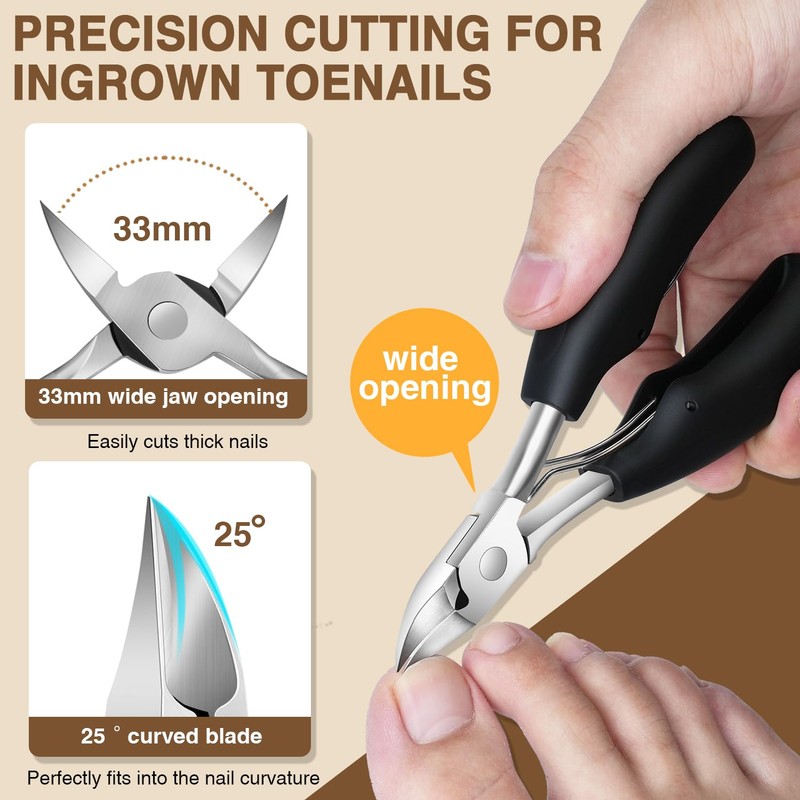 Toenail Clippers for Thick Toenails 6Pcs, Long Handle Nail Clippers