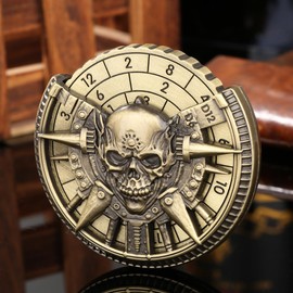 7-in-1 Corpse Skull Fingertip Gyro, DND Wheel Dice Spiner, DND Starter Set, 7-in-1 Metal D&D Dice Set, D&D Gifts with Dragon Logo Gift Box, Tabletop Games, Role Playing Board Game Accessories, Bronze