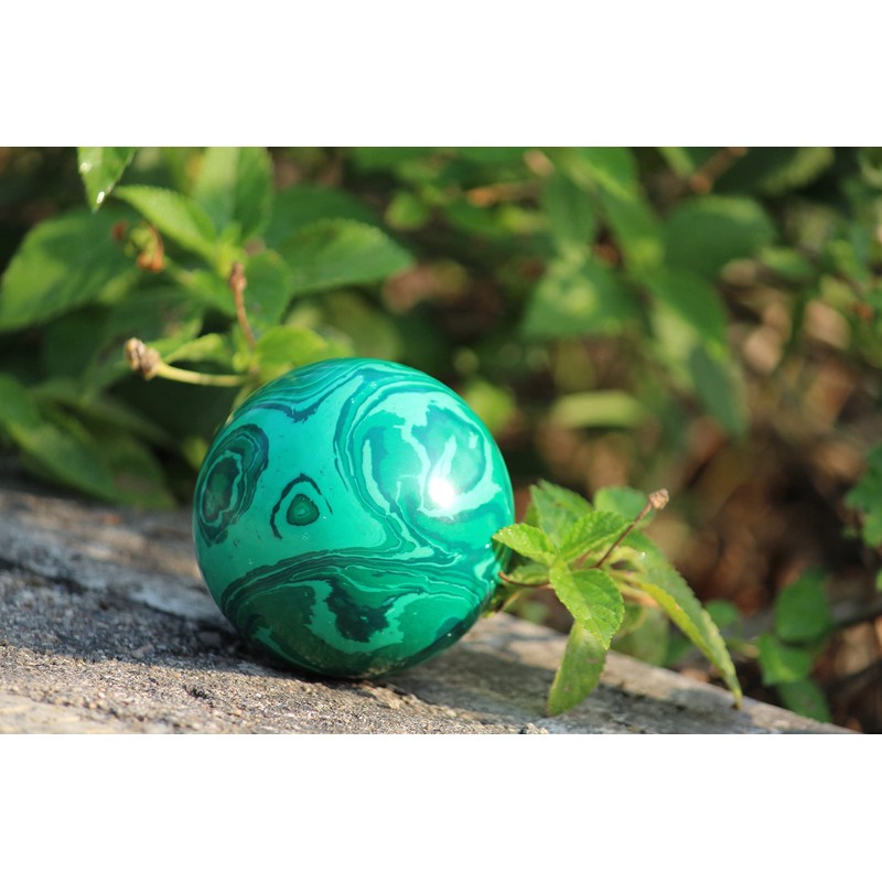 Jet International Malachite 45-50 mm Ball Sphere Gemstone A+ Hand