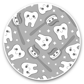 Vinyl Stickers (Set of 2) 20cm (bw) - Happy Teeth Toothpaste Dentist Laptop Tablet Luggage Scrapbook #35475