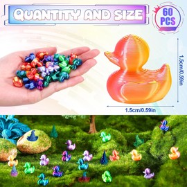 3D Printed Animals, 3D Printed Fidget Toy, 60 PCS 3D Printed Animal Fidget Toys with Mini Ducks Magic Hat Gnome, 3D Printed Toys for Desk Decor, Garden Decorations, Office Display and Photography