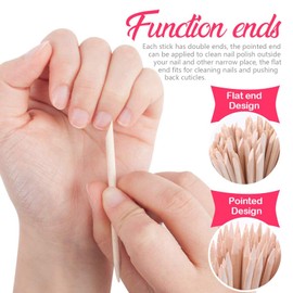 Pack of 210 Orange Wooden Sticks, FITDON Double End Nail Cuticle Stick for Pusher Remover Manicure Art Pedicure Cuticle Care