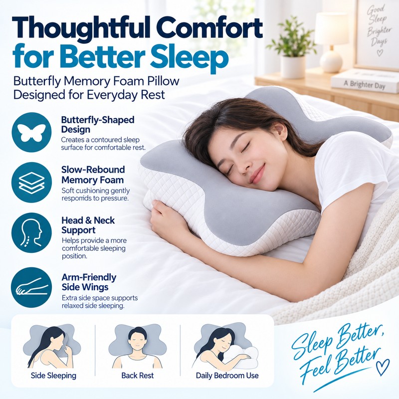 Memory Foam Sleeping Pillow for Neck Support – Slow-Rebound Rectangular