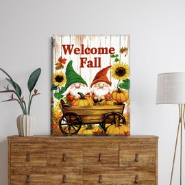 Fall Paint by Numbers Kits for Adults Beginner with Framed Canvas, Gnome Pumpkins Color by Number, Easy Adult Paint by Numbers Painting Kit, Acrylic Arts and Craft for Home Wall Decor 8x12inch