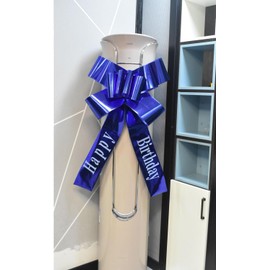 Chexin Giant Large Blue Bow for Car Birthday, Happy Birthday, Gift Bow Large - XXL 76 cm / 30 inches, Giant Car Bow, Large Mesh, Car Bow for Bicycle, and Bow with 185 cm Ribbons