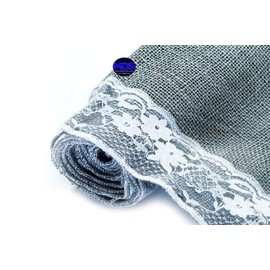 MDS Pack of 20 Wedding 12 x 108 inch Burlap Lace Hessian Table Runner Rustic Silver Gray Jute Country Vintage for Wedding Banquet Decoration – Silver Gray Lace Jute Burlap