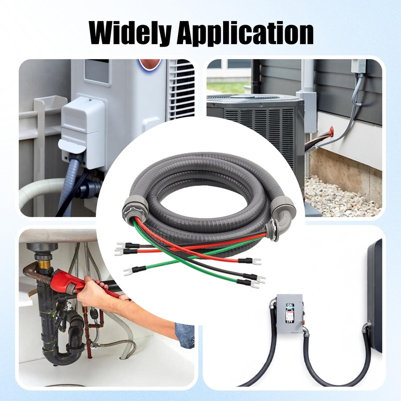 1/2Inch Power Whips Assembly, 8FT Nonmetallic Liquid Tight Flexible Conduit