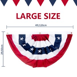 2 x 4 Ft American Bunting Flags Outdoor, US Flag Bunting for Outside, Patriotic Half Fan Bunting Flag with Brass Grommets for 4th of July Indoor Outdoor (Set of 4)