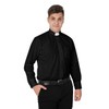 IvyRobes Men's Tab Collar Long Sleeves Clergy Shirt Black Necksize
