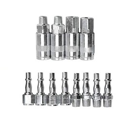 Air Hose Fitting POWERTOOL 1/4" Airline Connectors BSP Quick Release Male Female Air Coupler Hose Tail for Compressor Tools (Pack of 12)