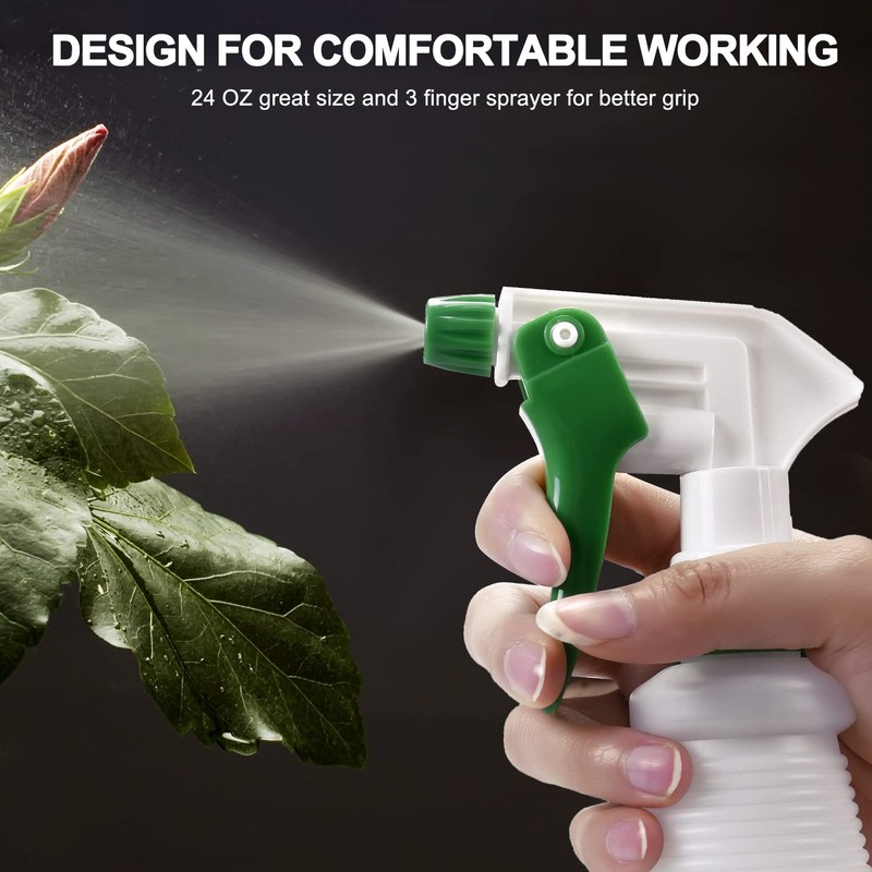 Uineko Plastic Spray Bottle (3 Pack, 24 Oz, 3 Colors)