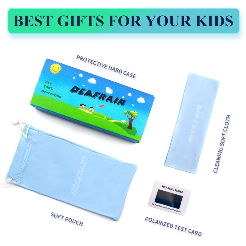 DEAFRAIN kids sunglasses for Boys Girls Polarized Sport Child Youth